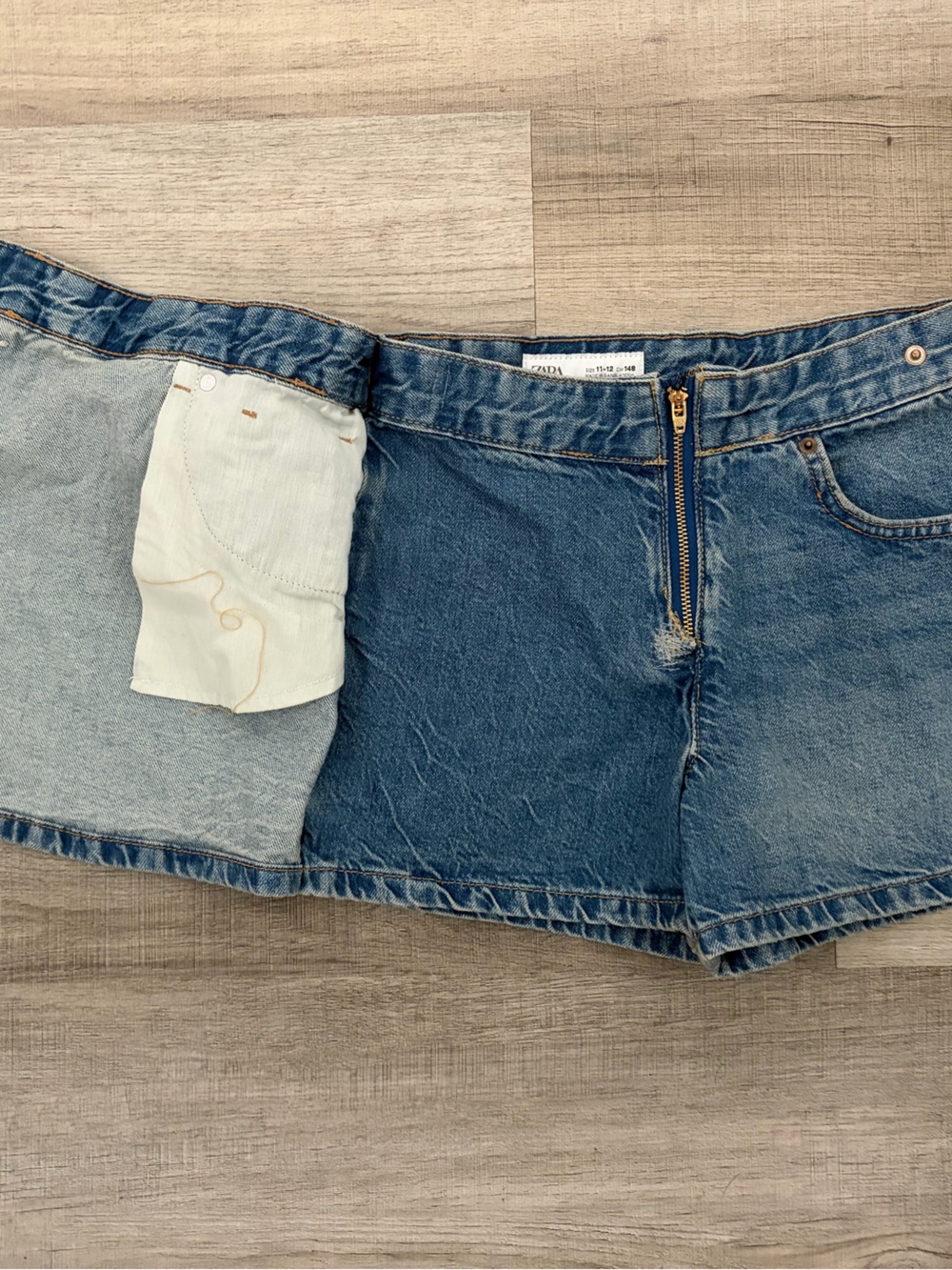 BNWT Zara Blue Denim Girls' Skort with Wrap Panel 11/12 - Picture 3 of 4